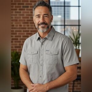 ECKO UNLIMITED Mens Short Sleeve  Collared Cotton Shirt L